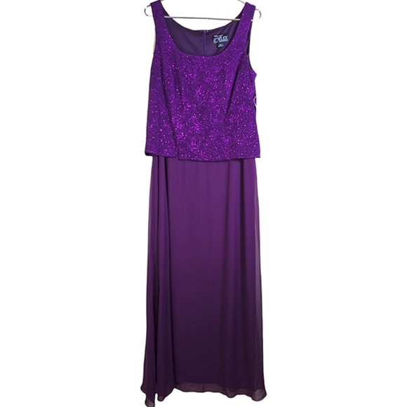 Alex Evenings Purple Shimmer Formal Dress - Picture 2 of 8